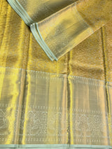 Pastal Blue and gold Pure Tissue Kanchipuram Silk saree - PPURE135