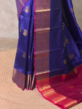 Blue and Magenta semi kanchipuram soft silk saree - PSSN210