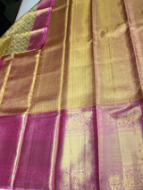Gold and pink Pure tissue Kanchipuram Silk saree - PPURE144