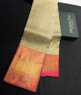 Pastal blue and pink Pure tissue Kanchipuram Silk saree - PPURE148