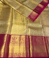 Gold and dark pink Pure tissue Kanchipuram Silk saree - PPURE154