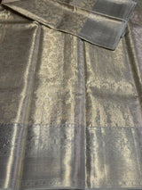 Silver and blue Pure tissue Kanchipuram Silk saree - PPURE156