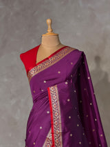 Purple and Red Silk saree - PBRZU14D