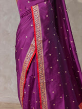 Purple and Red Silk saree - PBRZU14D
