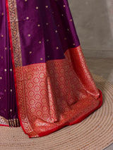 Purple and Red Silk saree - PBRZU14D