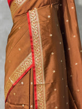 Brown and Red Silk saree - PBRZU14C