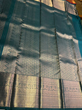 Teal blue pure Kanchipuram Silk saree - PPURE160