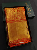 Gold and Orange Pure Tissue Kanchipuram Silk saree - PPURE172