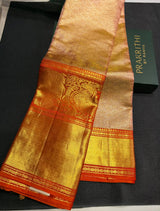 Gold and Orange Pure Tissue Kanchipuram Silk saree - PPURE172
