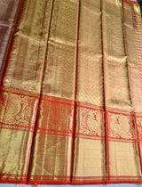 Gold and Orange Pure Tissue Kanchipuram Silk saree - PPURE172