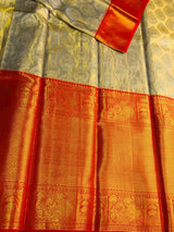 Gold and Red Pure Tissue Kanchipuram Silk saree - PPURE173
