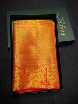 Gold and Red Pure Tissue Kanchipuram Silk saree - PPURE173