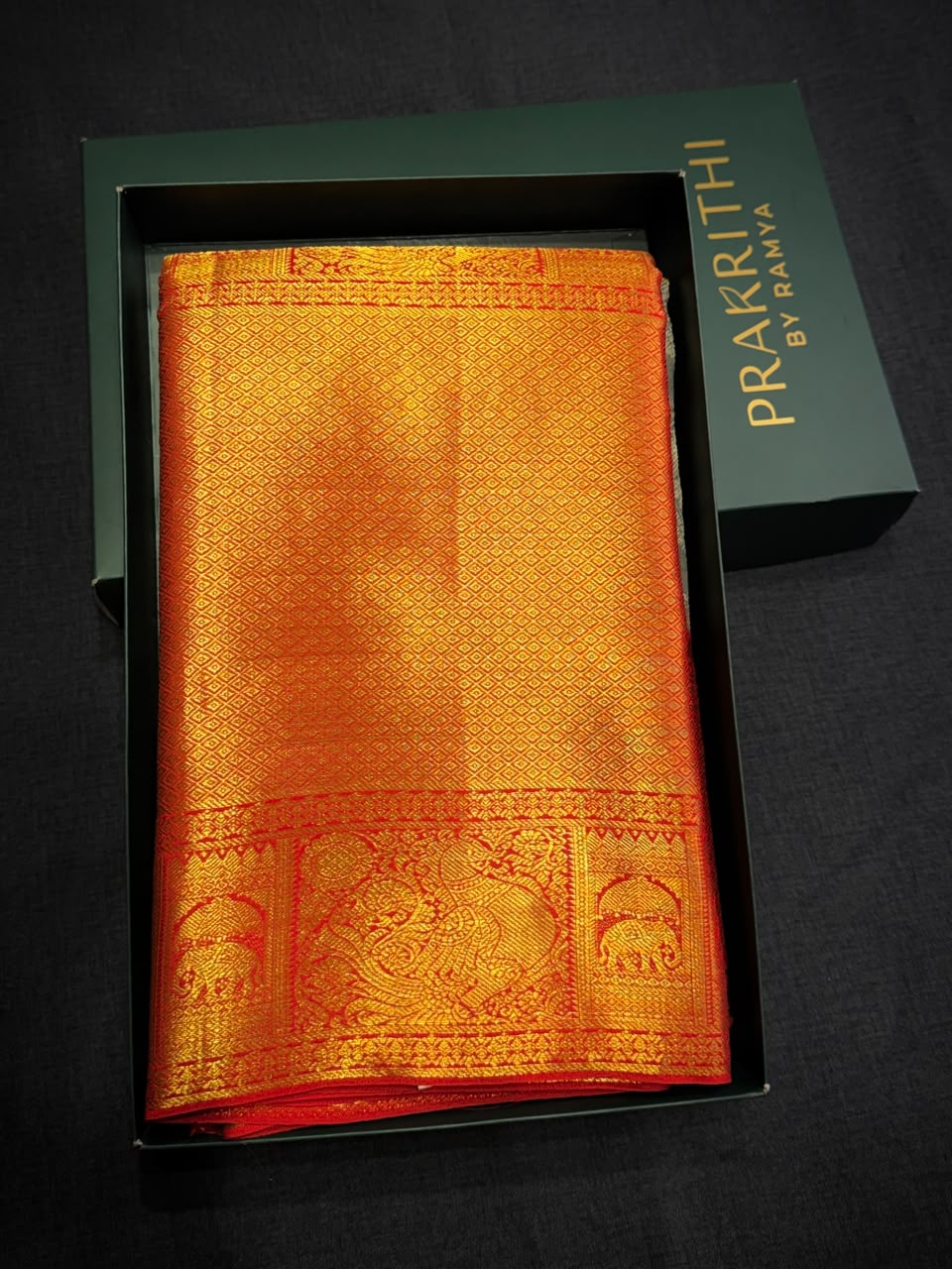 Gold and Red Pure Tissue Kanchipuram Silk saree - PPURE173