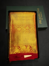 Gold and Red Pure Tissue Kanchipuram Silk saree - PPURE174