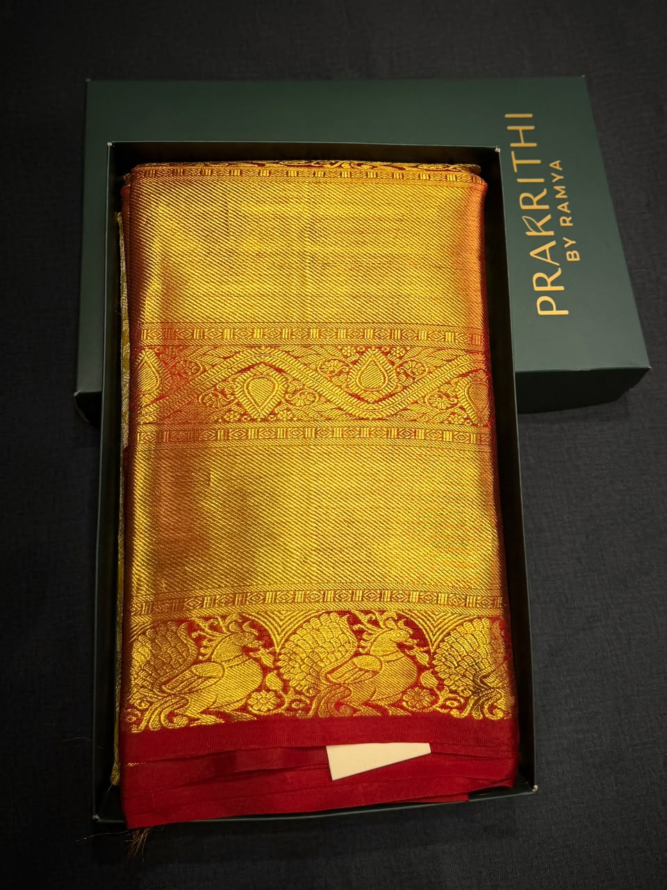 Gold and Red Pure Tissue Kanchipuram Silk saree - PPURE174