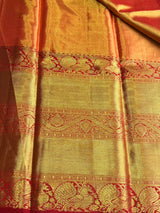 Gold and Red Pure Tissue Kanchipuram Silk saree - PPURE174