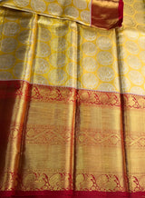 Gold and Red Pure Tissue Kanchipuram Silk saree - PPURE174