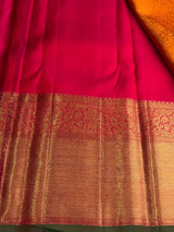 Yellow and Rani pink Pure Kanchipuram Silk saree - PPURE180
