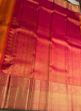 Yellow and Rani pink Pure Kanchipuram Silk saree - PPURE180