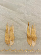 Off white and gold organza silk saree- PBRRB1B