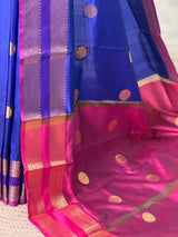 Blue and magenta semi kanchipuram soft silk saree - PSSN213