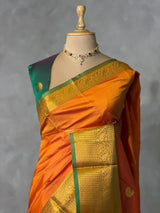 Yellow and Green semi kanchipuram soft silk saree - PSSN212