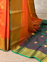 Yellow and Green semi kanchipuram soft silk saree - PSSN212