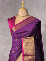 Wine and Magenta semi kanchipuram soft silk saree - PSSN211