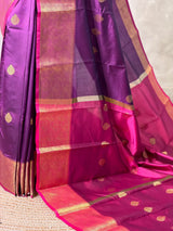 Wine and Magenta semi kanchipuram soft silk saree - PSSN211