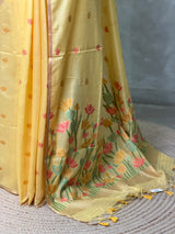 Yellow Chanderi silk cotton Jamdani woven saree- PBRJ38A
