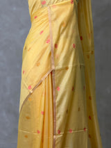 Yellow Chanderi silk cotton Jamdani woven saree- PBRJ38A