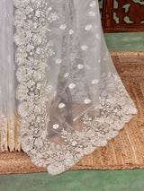 White Organza Designer saree- PBRDS1