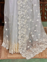 White Organza Designer saree- PBRDS1