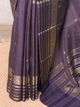 Navy Blue Viscose Tissue Silk Saree - PBRATH9B