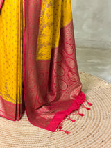 Yellow and rani pink Georgette saree- PBRSB1I