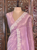 Lavender Pure Satin silk Designer saree- PBRDS4A