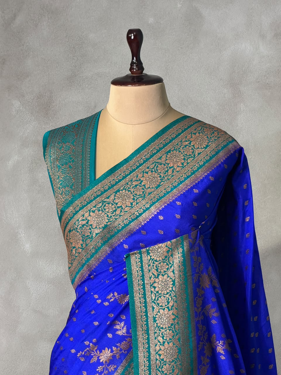Blue and Aqua green Georgette saree- PBRSB1C