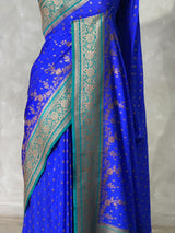 Blue and Aqua green Georgette saree- PBRSB1C