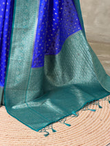 Royal blue and Aqua blue Dola silk saree- PBRSB2O