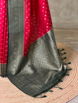 Dark pink and Green Dola silk saree- PBRSB2E