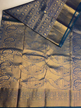 Teal Blue Bridal Kanchipuram saree- PBRIDEK33E