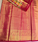 Off white and Dark Pink Bridal Tissue Kanchipuram saree- PBRIDEK37