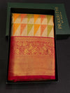 Off white and Red Bridal Tissue Kanchipuram saree- PBRIDEK37A