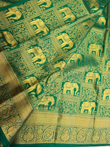 Green Bridal Kanchipuram saree- PBRIDEK34C