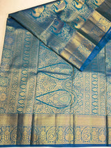 Peacock Blue Bridal Kanchipuram saree- PBRIDEK34D