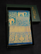 Peacock Blue Bridal Kanchipuram saree- PBRIDEK34D