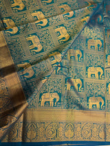 Peacock Blue Bridal Kanchipuram saree- PBRIDEK34D