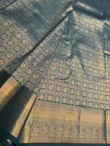 Teal Blue Bridal Kanchipuram saree- PBRIDEK39B