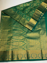 Peacock Green Red Blue Bridal Kanchipuram saree- PBRIDEK35E