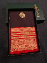 Brown and Red Semi Kanchipuram Silk Saree - PSSRN76